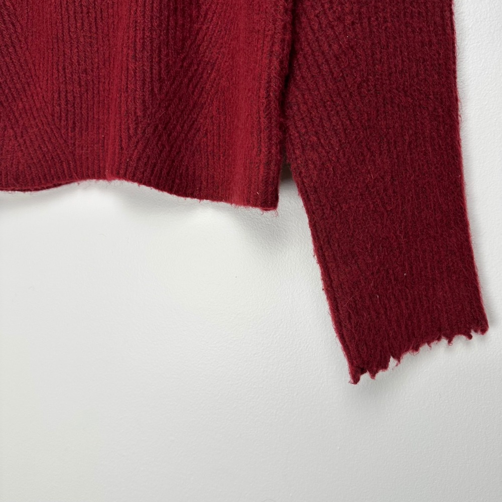 Favorite Daughter The Oma Wool Blend Raw Edge Ribbed Sweater Burgundy XS - Picture 7 of 14